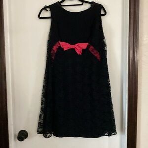 ILGWU vintage black dress with lace overlay and back zipper